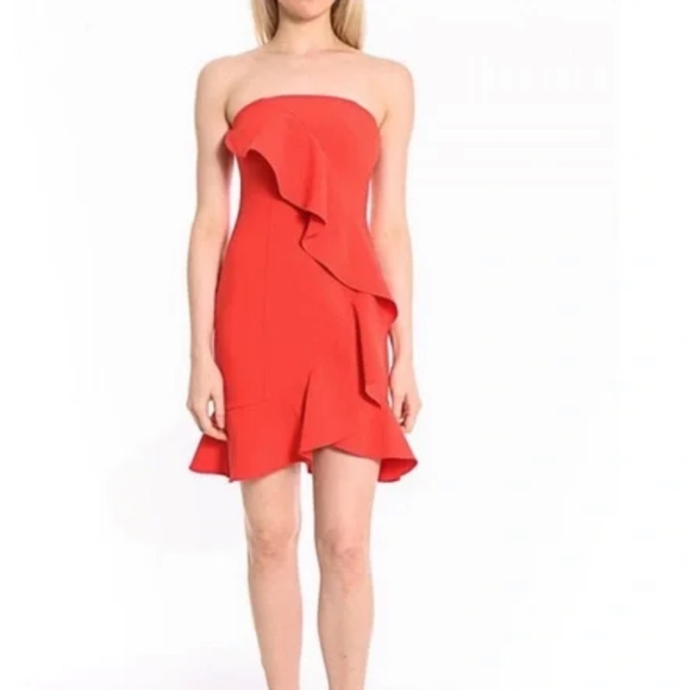 Likely monetta strapless ruffle mini dress in color bittersweet size 6 NWT